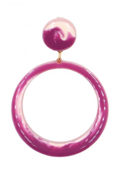 Pendiente de flamenca aro pequeño esmaltado acuarela color buganvilla degradado