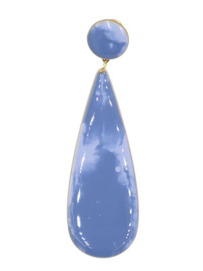 Pendiente de flamenca lágrima grande esmaltado acuarela color azul azafata degradado