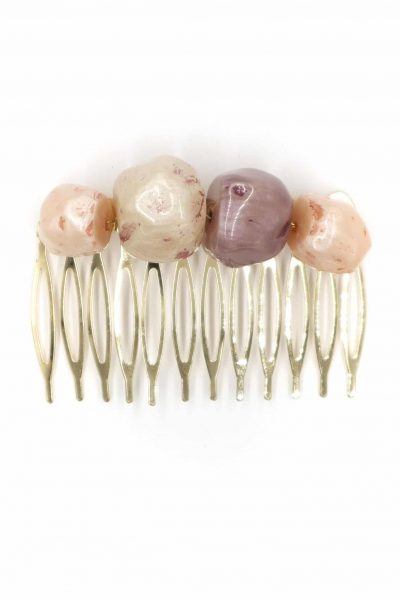 Peinecillo de flamenca mediano piedras nácar color rosa bebé y malva