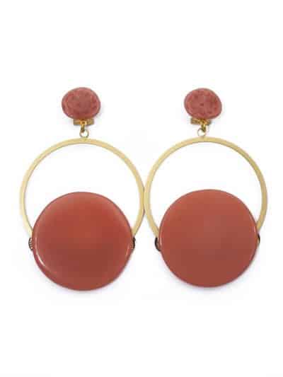 Pendiente de flamenca aro grande piedra cristal color coral