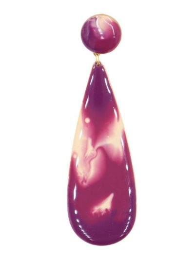 Pendiente de flamenca lágrima grande esmaltado acuarela color cardenal y beige degradado