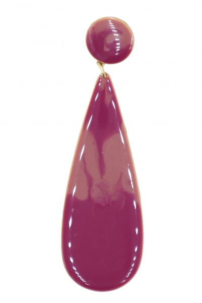 Pendiente de flamenca lágrima grande esmaltado acuarela color buganvilla degradado