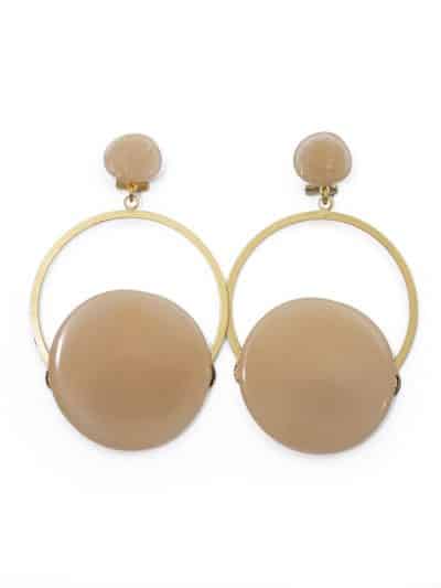 Pendiente de flamenca aro grande piedra cristal color beige