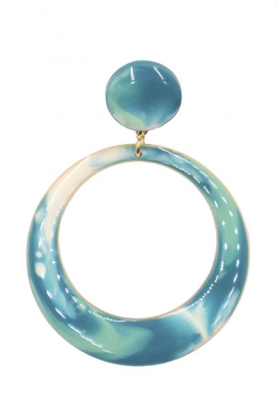 Pendiente de flamenca aro pequeño esmaltado acuarela color verde agua y aguamarina degradado