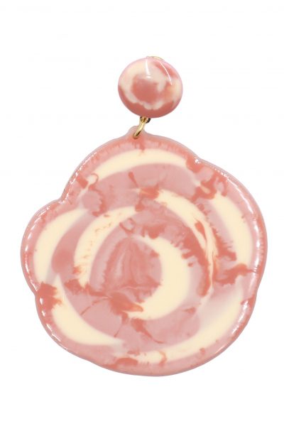 Pendiente de flamenca grande esmaltado acuarela color coralina degradado