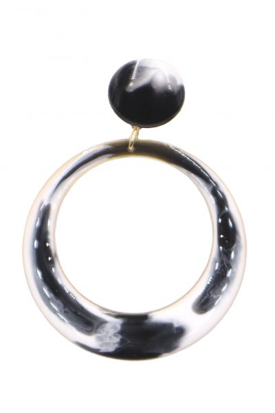 Pendiente de flamenca aro pequeño esmaltado acuarela color negro degradado