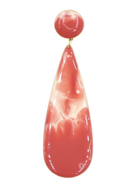Pendiente de flamenca lágrima grande esmaltado acuarela color coral degradado