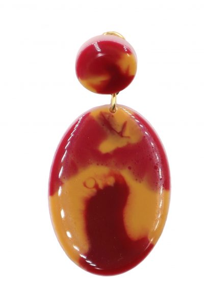 Pendiente de flamenca pequeño esmaltado acuarela color burdeos y mostaza degradado