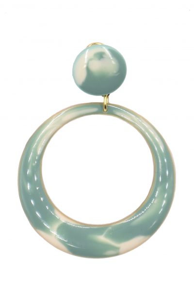 Pendiente de flamenca aro pequeño esmaltado acuarela color verde agua antiguo degradado