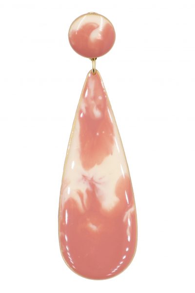 Pendiente de flamenca lágrima grande esmaltado acuarela color salmón degradado