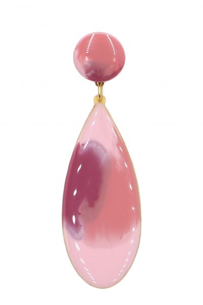 Pendiente de flamenca lágrima mediana esmaltado acuarela color rosa degradado