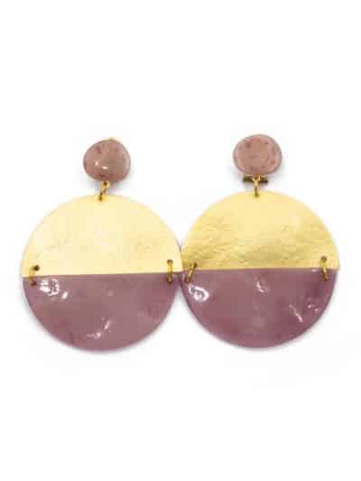 Pendiente de flamenca aro grande piedras cristal color maquillaje y metal dorado