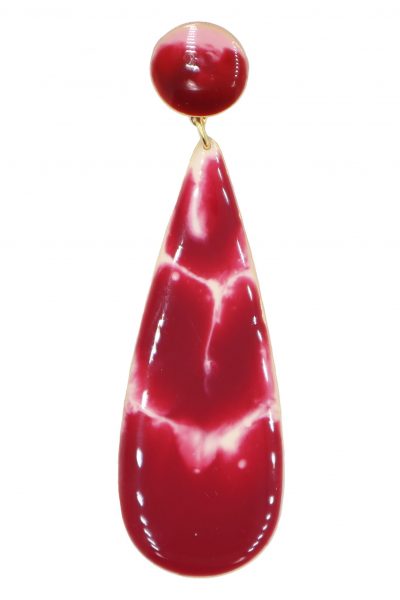 Pendiente de flamenca lágrima grande esmaltado acuarela color sangría y beige degradado