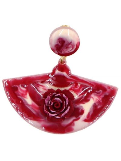 Pendiente de flamenca mediano esmaltado acuarela color sangría degradado