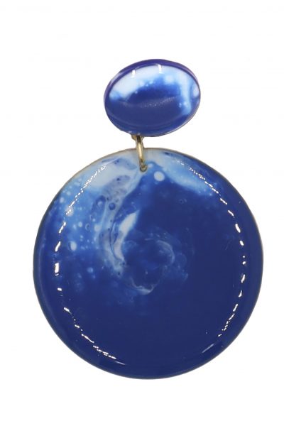 Pendiente de flamenca círculo pequeño esmaltado acuarela color azulina degradado