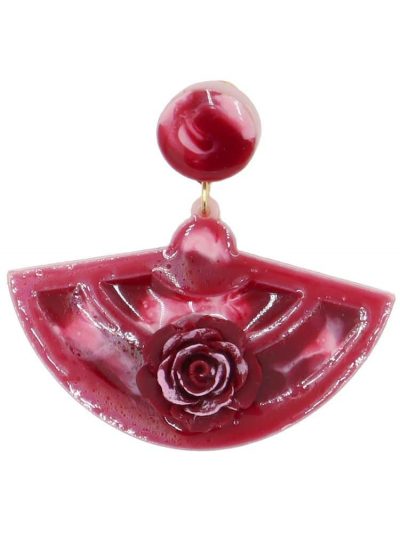 Pendiente de flamenca mediano esmaltado acuarela color burdeos degradado
