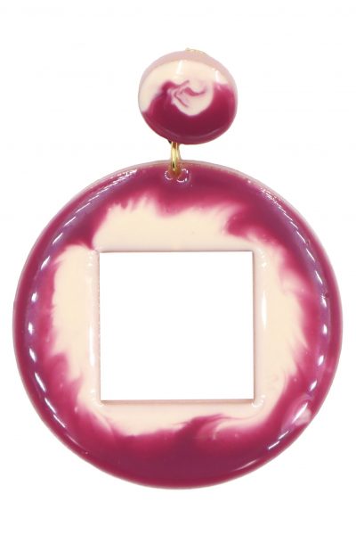 Pendiente de flamenca grande esmaltado acuarela color buganvilla degradado