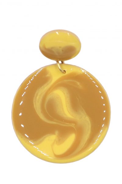 Pendiente de flamenca círculo pequeño esmaltado acuarela color mostaza degradado