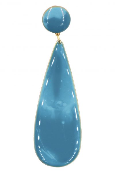 Pendiente de flamenca lágrima grande esmaltado acuarela color aguamarina degradado