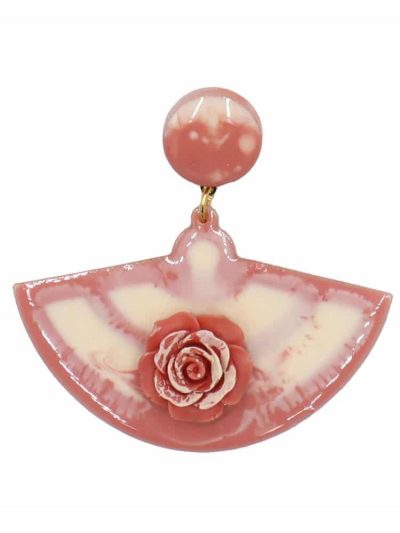 Pendiente de flamenca mediano esmaltado acuarela color salmón degradado