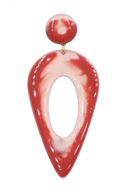 Pendiente de flamenca grande esmaltado acuarela color coral degradado