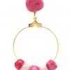 Pendiente de flamenca aro pequeño piedras nácar color fresa y rosa bebé