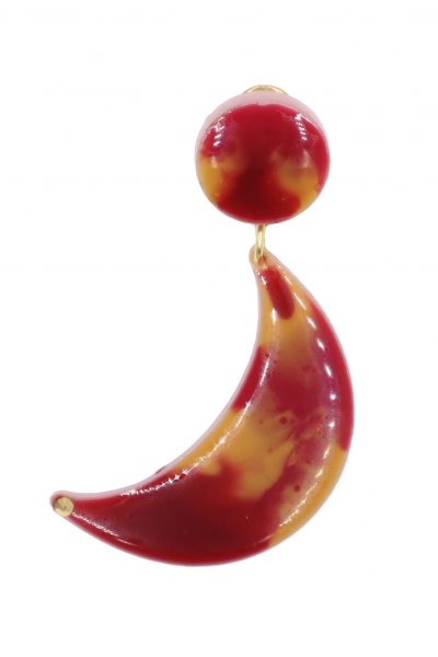 Pendiente de flamenca pequeño esmaltado acuarela color burdeos y mostaza degradado