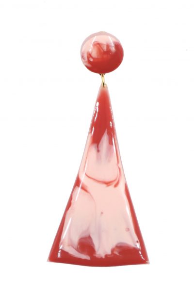 Pendiente de flamenca grande esmaltado acuarela color coral degradado