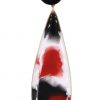 Pendiente de flamenca lágrima grande esmaltado acuarela color negro, blanco y rojo degradado