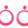 pendientes de aro rosa fresa