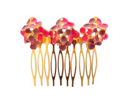 Peinecillo en oro mate pintado en rosa y malva