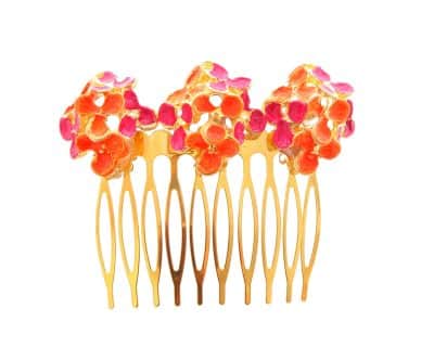 Peinecillo en oro mate pintado en rosa y naranja