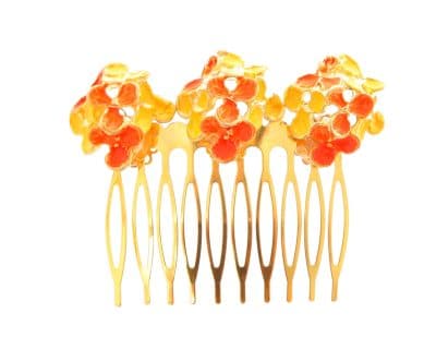 Peinecillo en oro mate pintado en amarillo y naranja