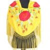 Mantón amarillo bordado en tonos multicolor