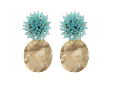 Pendientes de cristal verde agua con lágrima ovalada