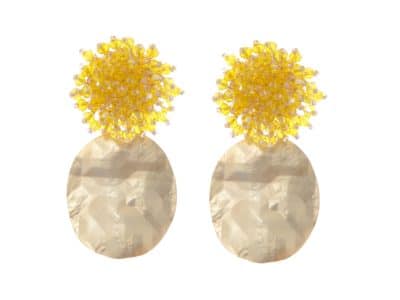 Pendientes de cristal color amarillo con lágrima ovalada