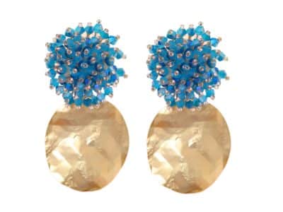 Pendientes de cristal color azul con lágrima ovalada