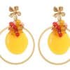 Pendientes amarillos de aro con bolas de piedra Ágata en tonos amarillos y naranjas