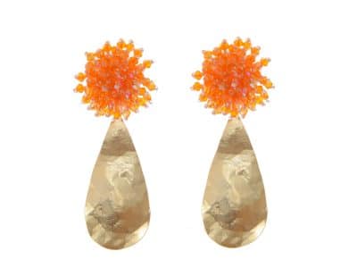 Pendientes de cristal color Naranja de lágrima