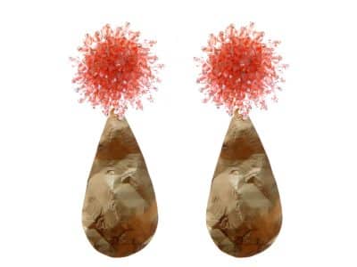 Pendientes de cristal color Salmón de lágrima