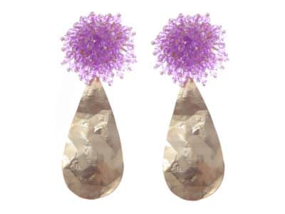 Pendientes de cristal color Malva de lágrima