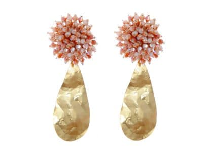 Pendientes de cristal color Beige Degradado de lágrima