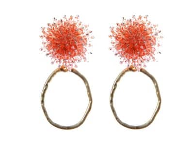 Pendientes de cristal color Salmón de aro pequeño