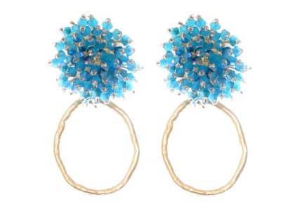 Pendientes de cristal color Azul de aro pequeño