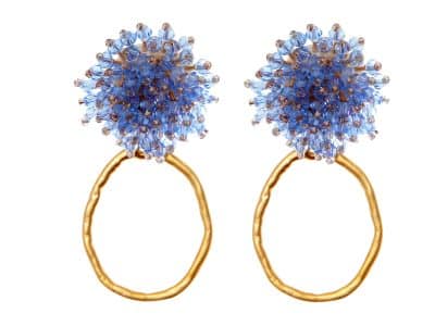 Pendientes de cristal color Celeste de aro pequeño