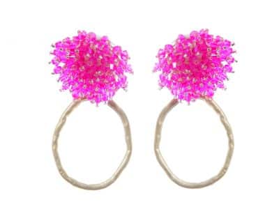 Pendientes de cristal color Rosa de aro pequeño