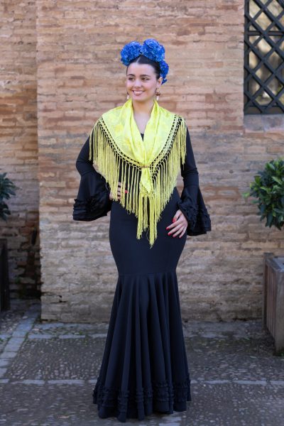 TRAJE DE FLAMENCA LOW COST CANASTERO NEGRO