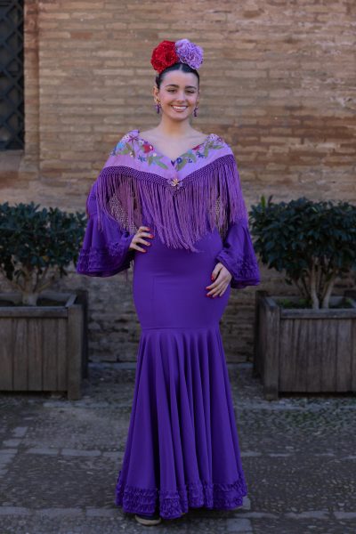TRAJE DE FLAMENCA LOW COST CANASTERO MORADO