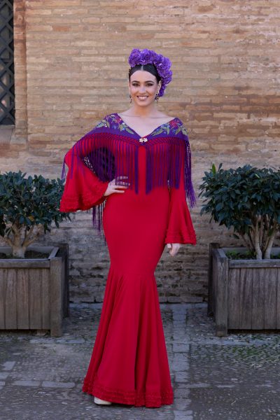 TRAJE DE FLAMENCA LOW COST CANASTERO ROJO