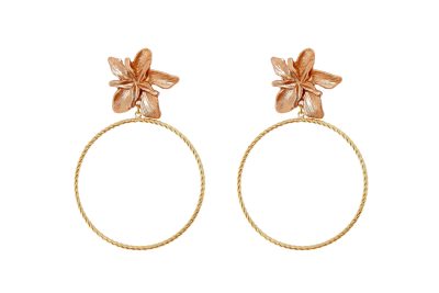 Pendientes de aro grandes con cabezal de flor grande